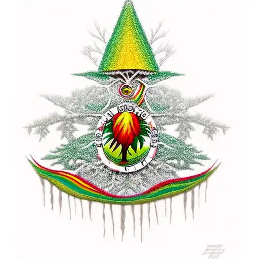 A Reggae-inspired Tree With Rasta Colors