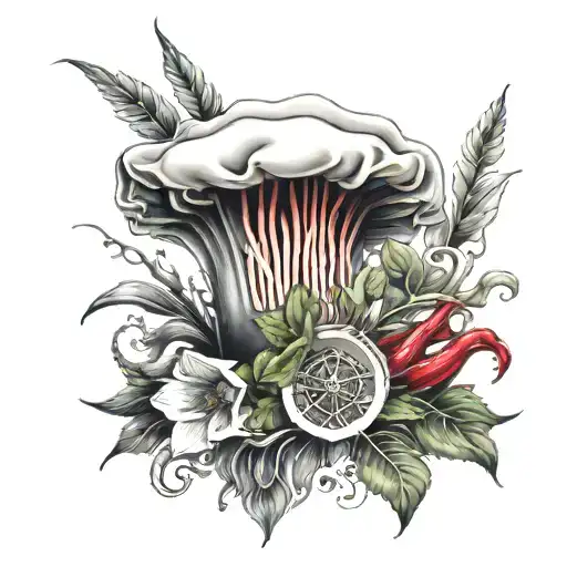 A Chef's Hat Adorned With Blood Lilies And Gaming Symbols