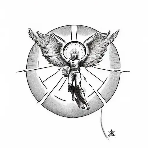 Icarus Falling Down From The Sun With A Jesus Cross In The Middle
