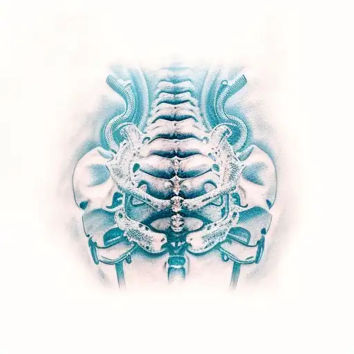 Realistic Spine With Blue Spinal Cord
