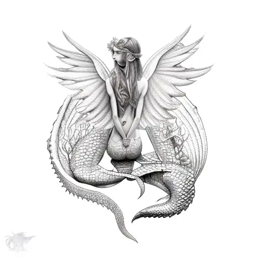Mermaid With Dragon Wings