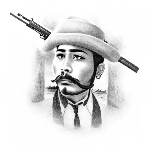 Mexican Man With A Gun And Bandana