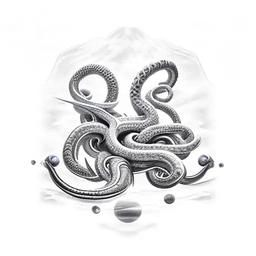 A Futuristic Ship Battling A Metallic Kraken