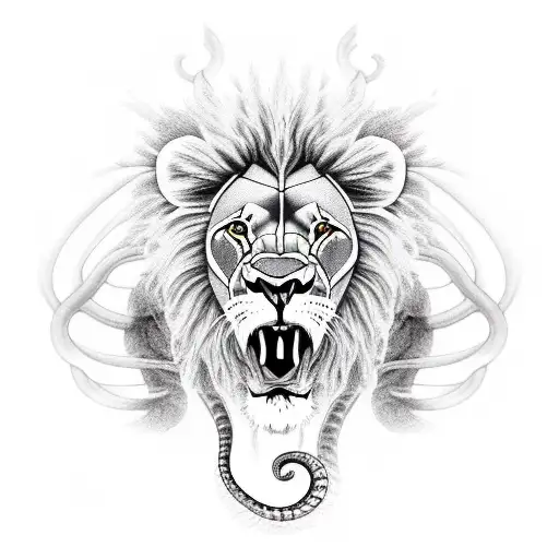 Lion An Snake Fighting