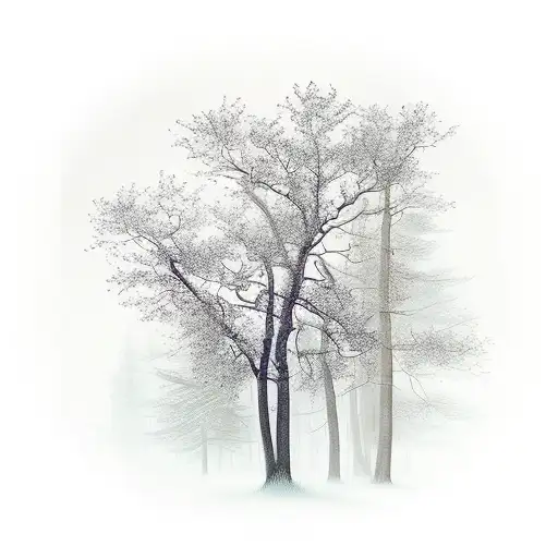 A Breathtaking Landscape Of A Forest With A Cross Shining Through The Trees