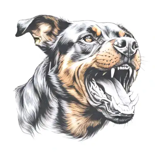 Growling Rottweiler Head