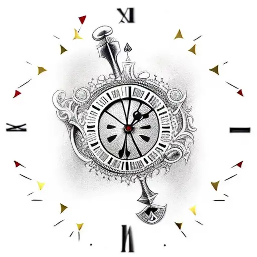 Clock With Ace Of Spades Full Arm Sleeve