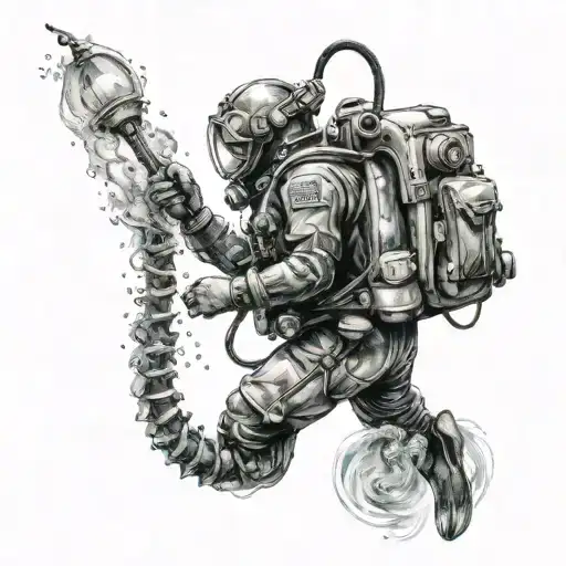 A Vintage Diver Under Water