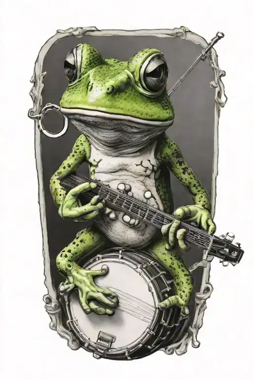 Frog Playing A Banjo Wearing Sunglasses