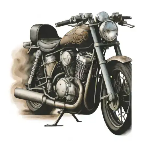 An Intricate And Detailed Portrait Of A Motorcycle With A Backdrop Of Scenic Landscapes