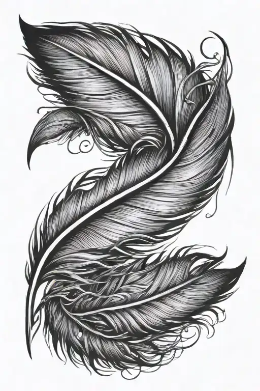 Black Feather Wrapped Around Forearm Tattoo Design