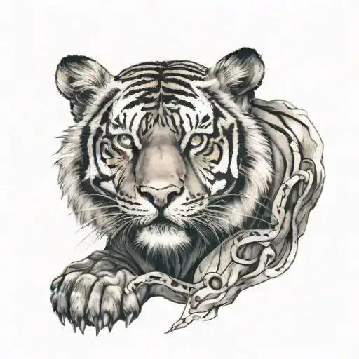 Full Body Tiger With A Big Clock