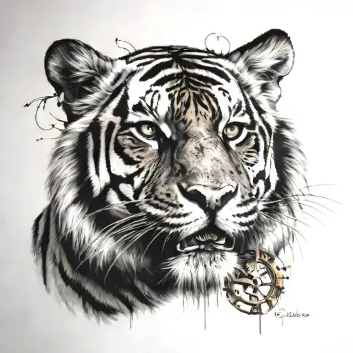 Tiger With A Clock