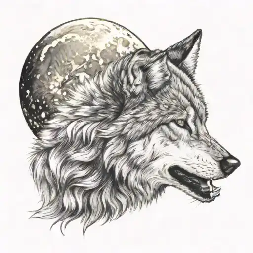 Wolf Howling At A Crescent Moon With A Mystical Aura