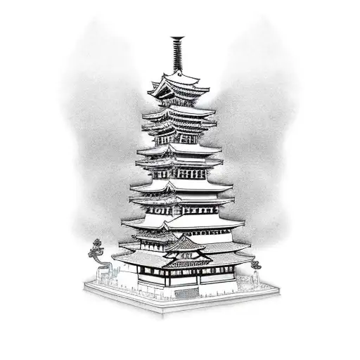 Japanese Temple With Warrior