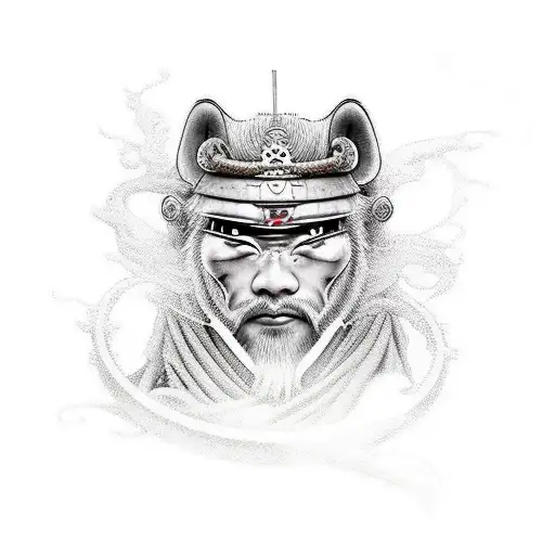 Un Samurai Con Un Lobo A Su Lado