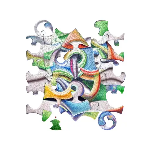 A Collection Of Colorful Puzzle Pieces Forming A Beautiful Melody