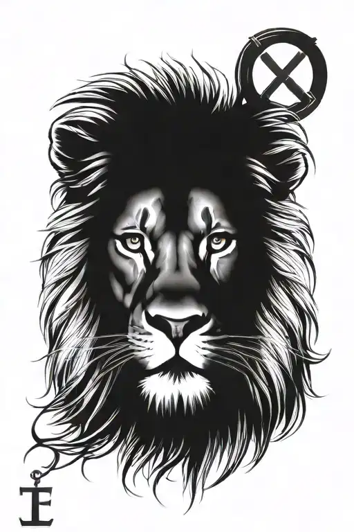 Lion Head Christian Cross