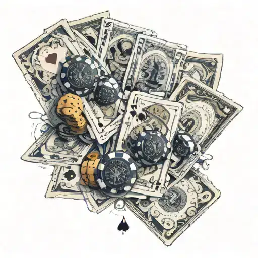 Combine A Stack Of Money With Poker Cards And Casino Tokens In A Dynamic Composition
