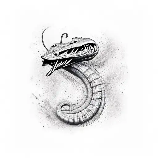 Cobra Enrolada No Corpo De Um Samurai Em Chamas Vermelhas