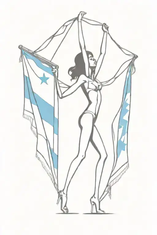 Silhouette Of A Dancing Girl With The Flag Of Guatemala And Barbados In The Background