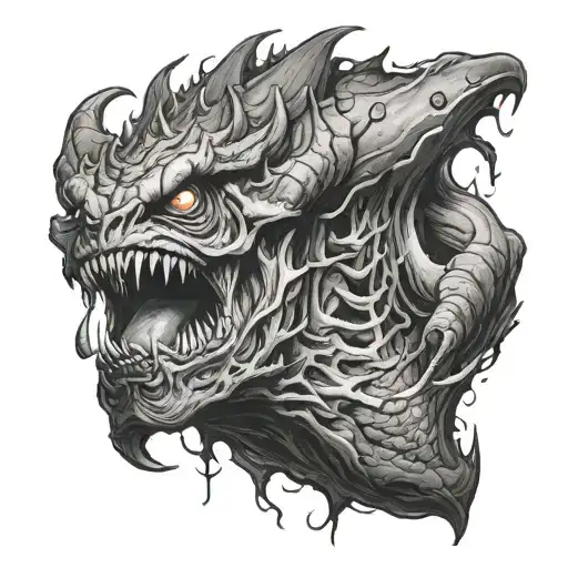 Create A Realistic Tattoo Of A Monstrous Creature Inspired By The Client's Love For Monsters