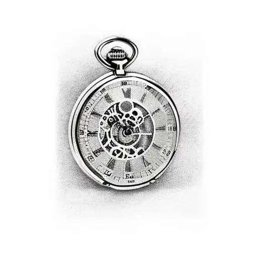 Gold Pocket Watch Surrounded By Gears And A Gold Chain With The Pi Symbol On The Face