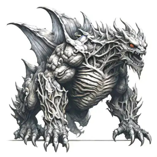 Create A Realistic Tattoo Of A Monstrous Creature Inspired By The Client's Love For Creature