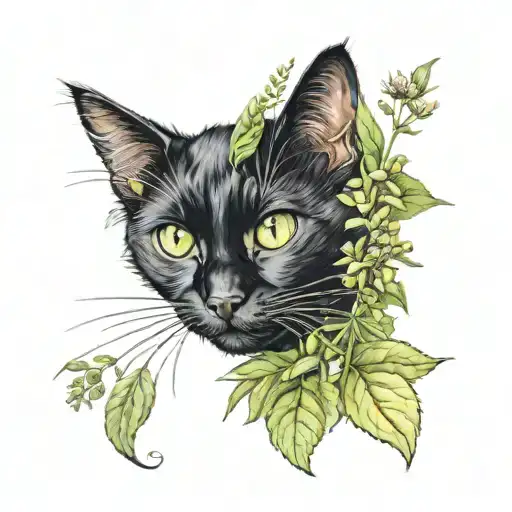 Black Cat With Herbs