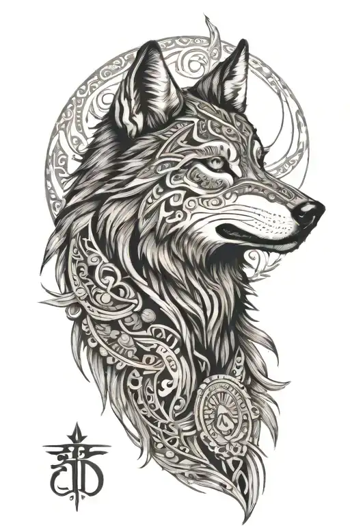 A Filipino Tribal Design Featuring A Wolf As A Central Element