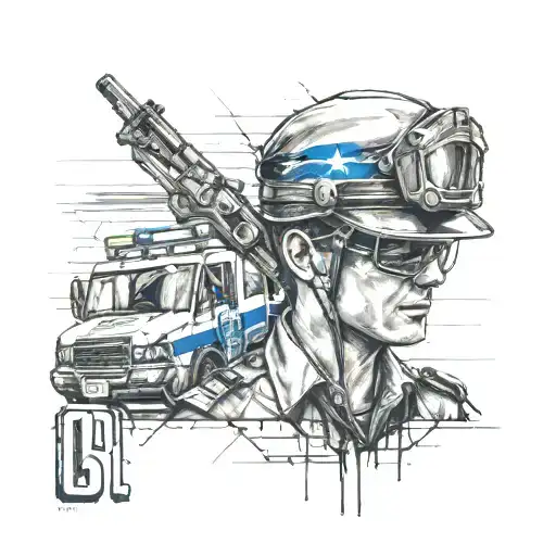 Police Blue Line Art