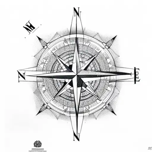 A Detailed Architectural Blueprint With A Compass Rose