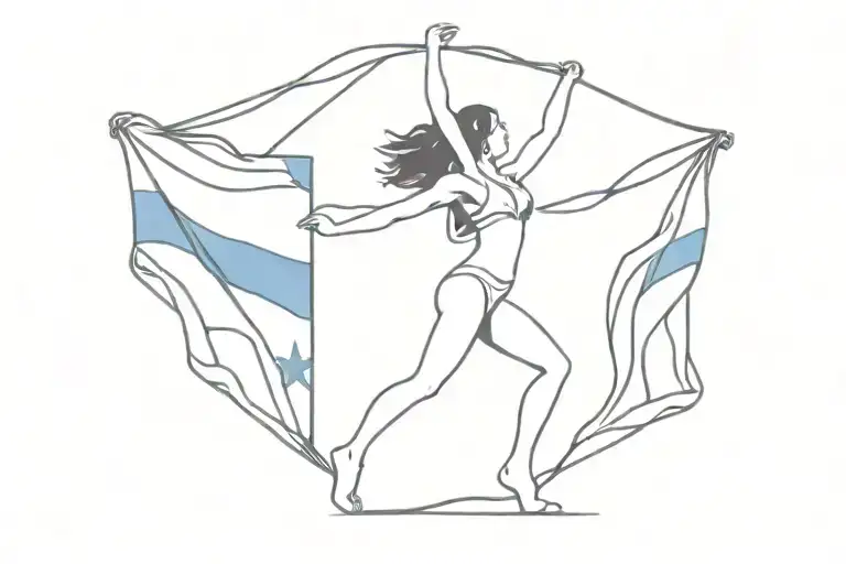 A Minimalist Silhouette Of A Dancing Girl With The Flag Of Guatemala And Barbados In The Background
