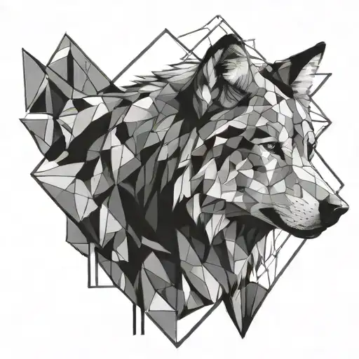 A Geometric Wolf Design Representing Strength And Loyalty