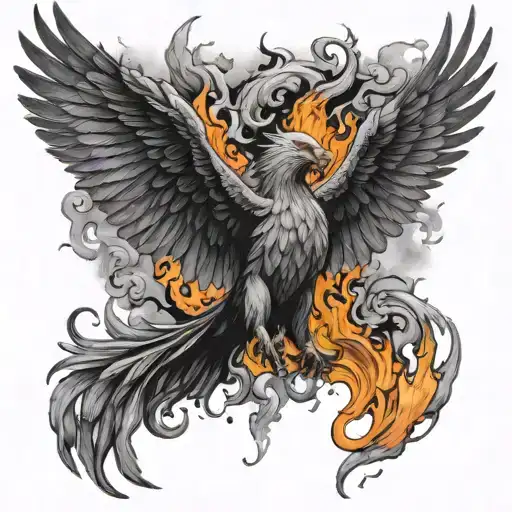 Phoenix Rising From The Ashes Fire Taking Flight
