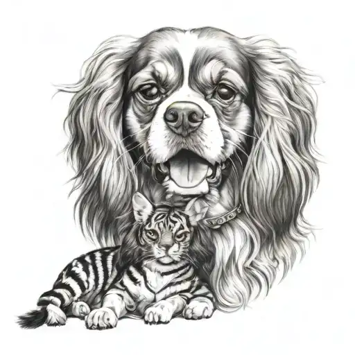 Cavalier King Charles With A Tiger