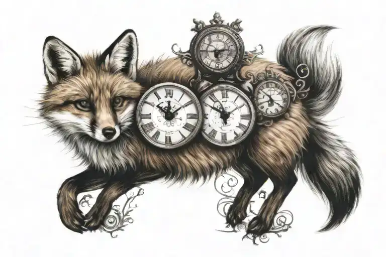 A Fox With A Clock