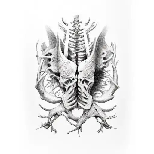 Bio Mech Wing Bone Tearing Through Skin With Raw Bone And Flesh