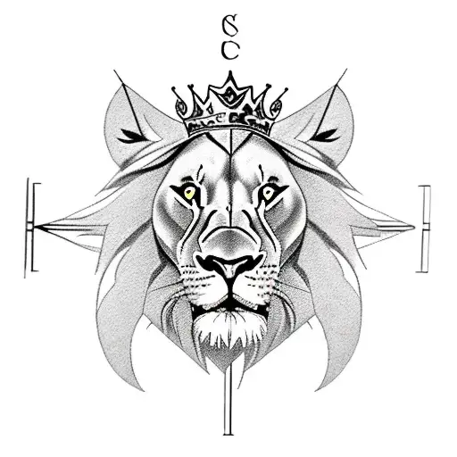 Lion With Compass And Crown Over The Head