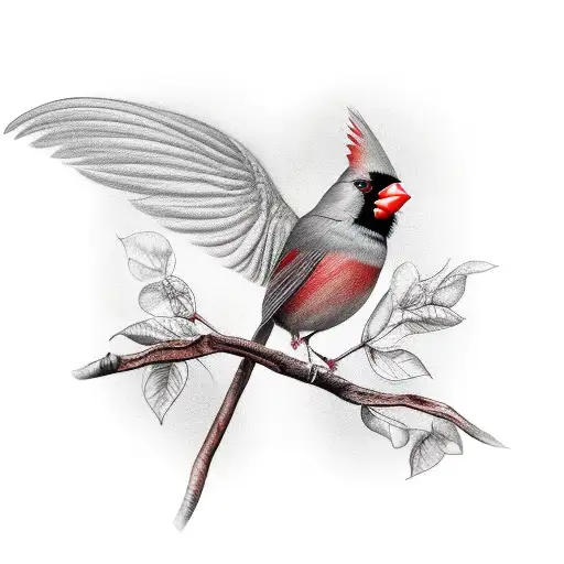 Dogwood Branch With Male Cardinal