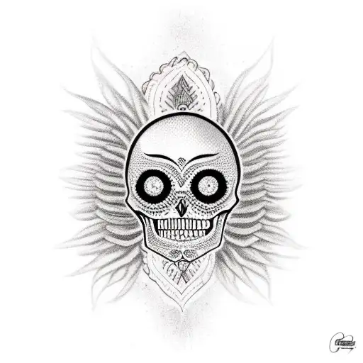 Mexican Skull On Owl Belly