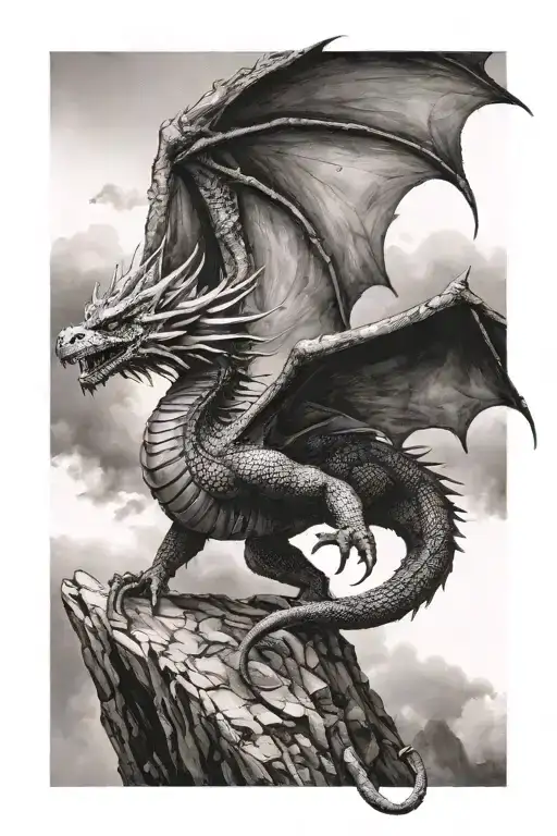 Dragon With Wings In Flight