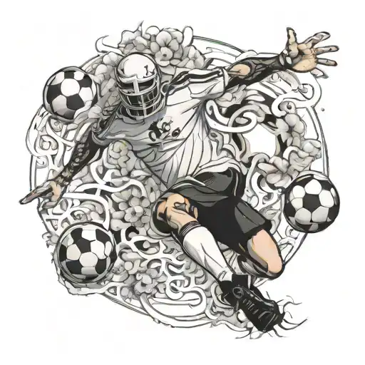 A Football Player Kicking A Ball Made Of Bones Flower Hell