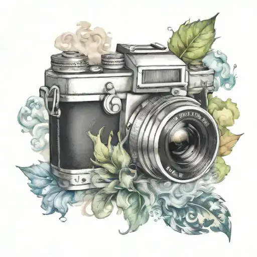 Realistic Camera Surrounded By Rising Colored Smoke