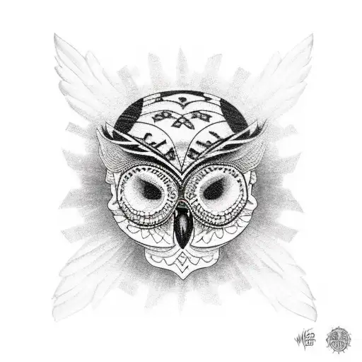 Mexican Skull With Owl