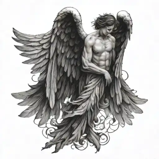 Cool Fallen Angel Wings Spread Wings Wrapped