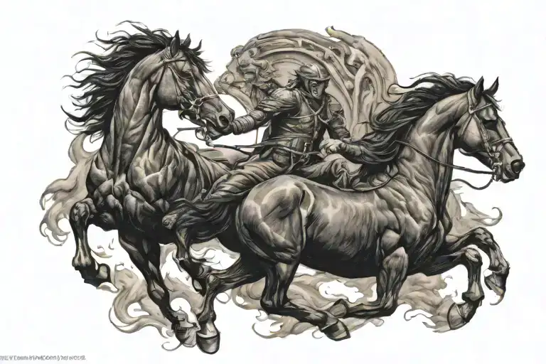 Black Horse Fighting A Demon