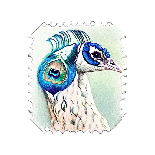 Peacock Head In A Square Stamp