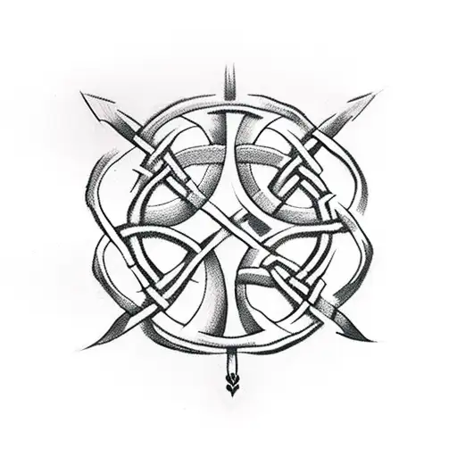 Celtic Knot On Arrow With Feather
