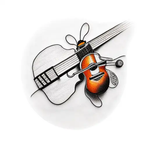 Acoustic Guitar With Two Bees